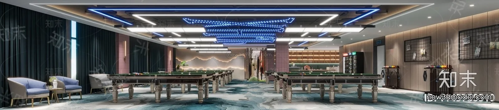 Modern Style Interior 3D Blocks and 3D Models – Billard 3D Scene – 774 – CORONA