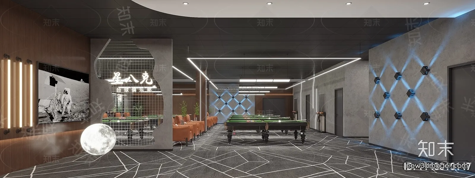 Modern Style Interior 3D Blocks and 3D Models – Billard 3D Scene – 778 – CORONA