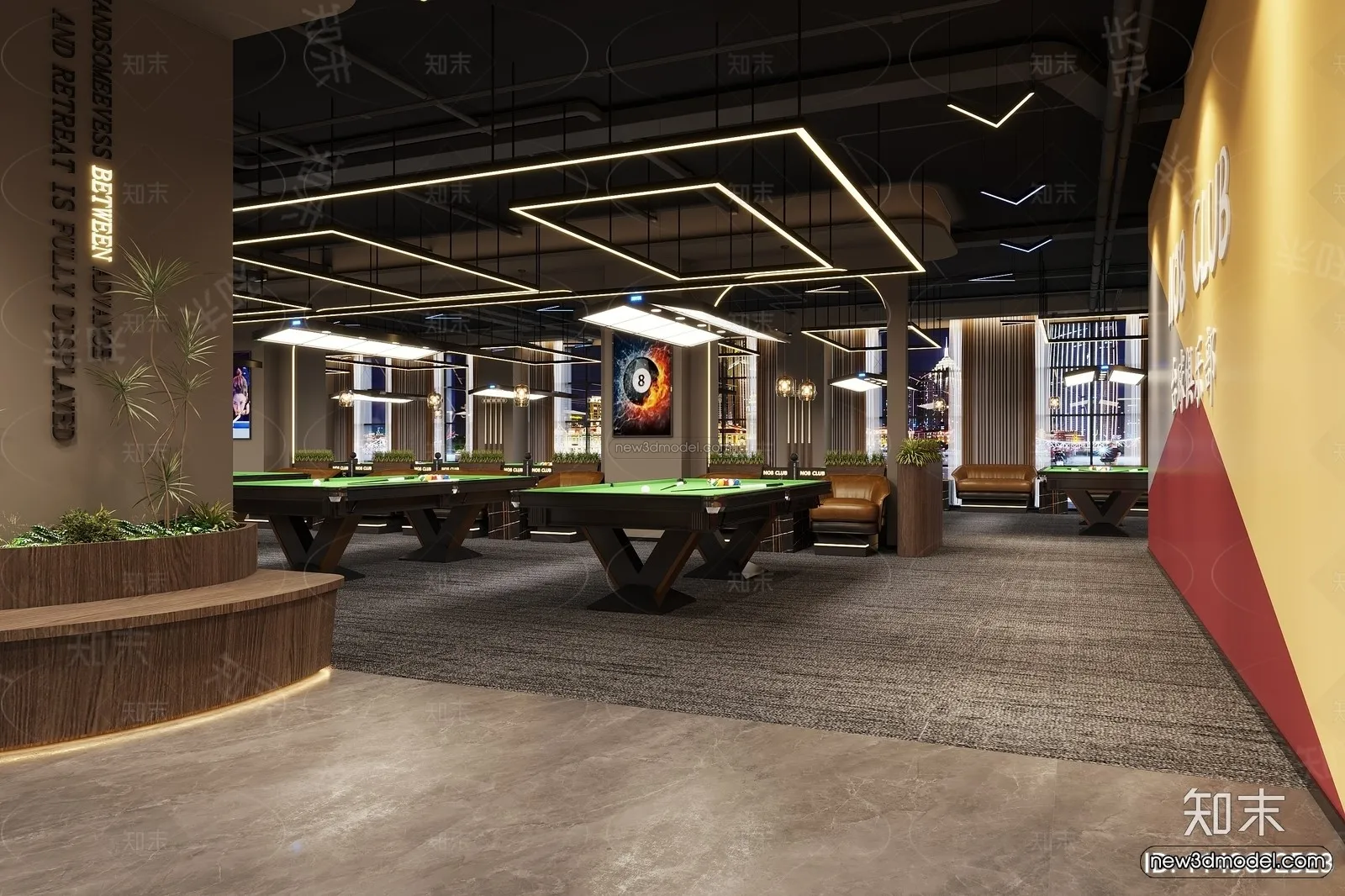 Modern Style Interior 3D Blocks and 3D Models – Billard 3D Scene – 781 – CORONA