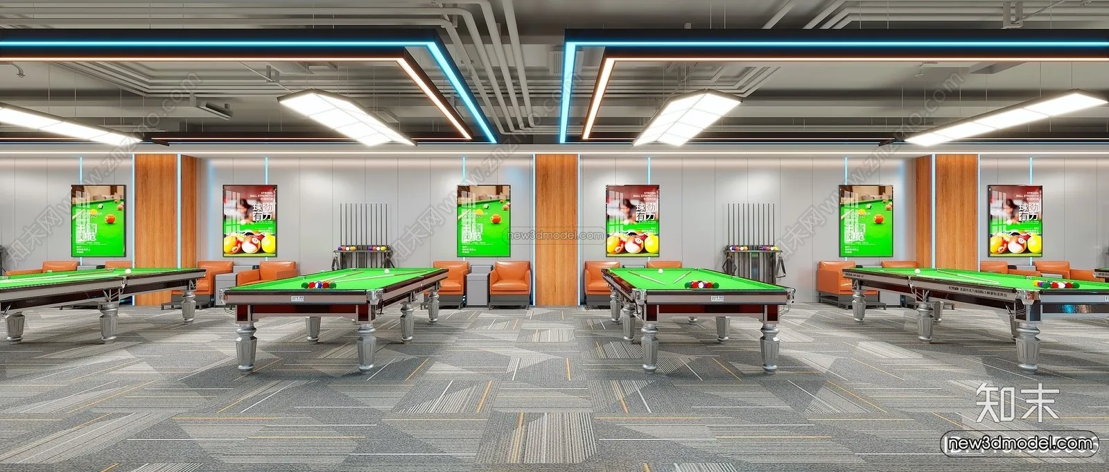Modern Style Interior 3D Blocks and 3D Models – Billard 3D Scene – 789 – CORONA