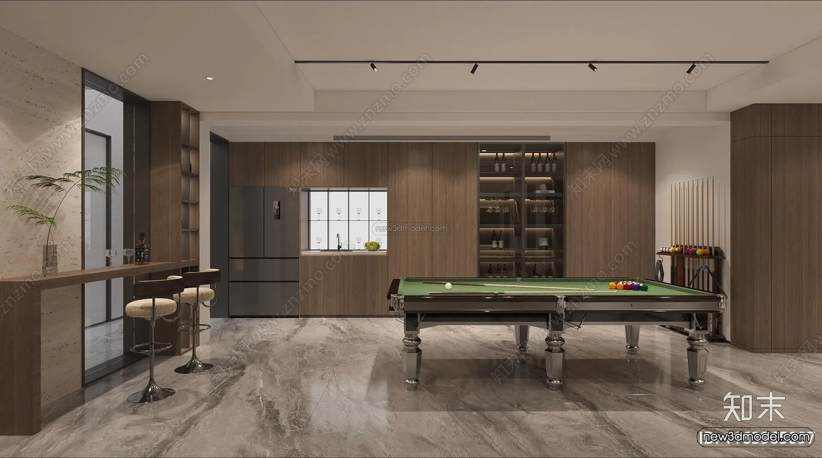 Modern Style Interior 3D Blocks and 3D Models – Billard 3D Scene – 791 – CORONA