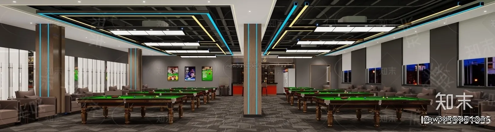 Modern Style Interior 3D Blocks and 3D Models – Billard 3D Scene – 794 – CORONA