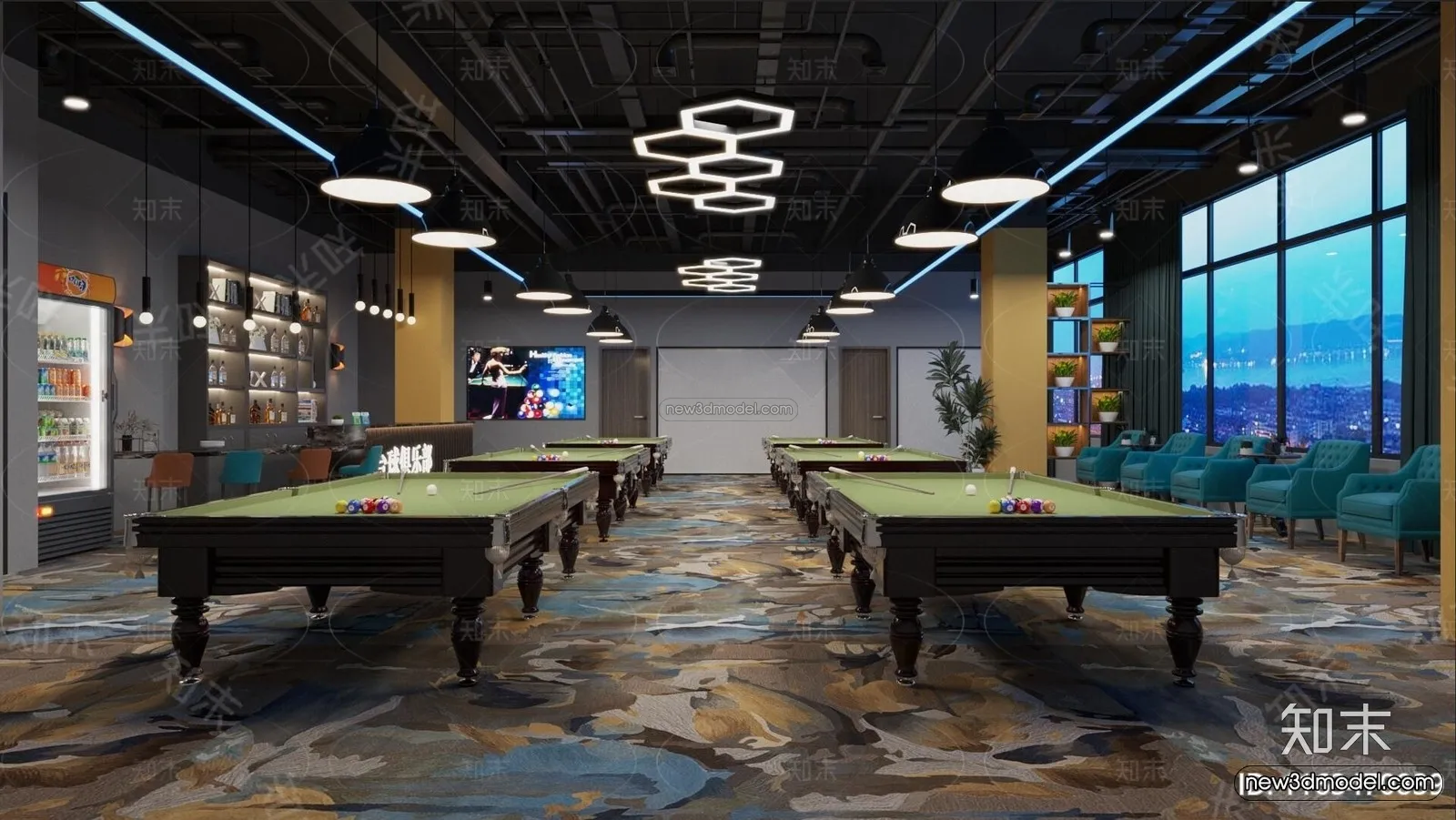 Modern Style Interior 3D Blocks and 3D Models – Billard 3D Scene – 795 – CORONA