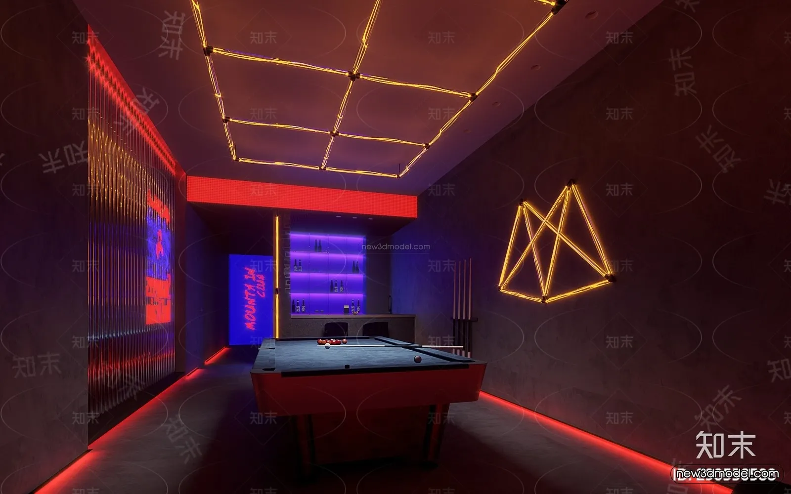 Modern Style Interior 3D Blocks and 3D Models – Billard 3D Scene – 797 – CORONA