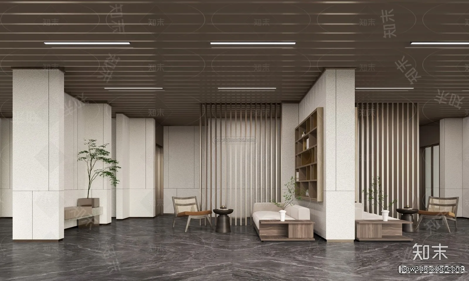 Modern Style Interior 3D Blocks and 3D Models – Coffee Shop 3D Scene – 825 – CORONA