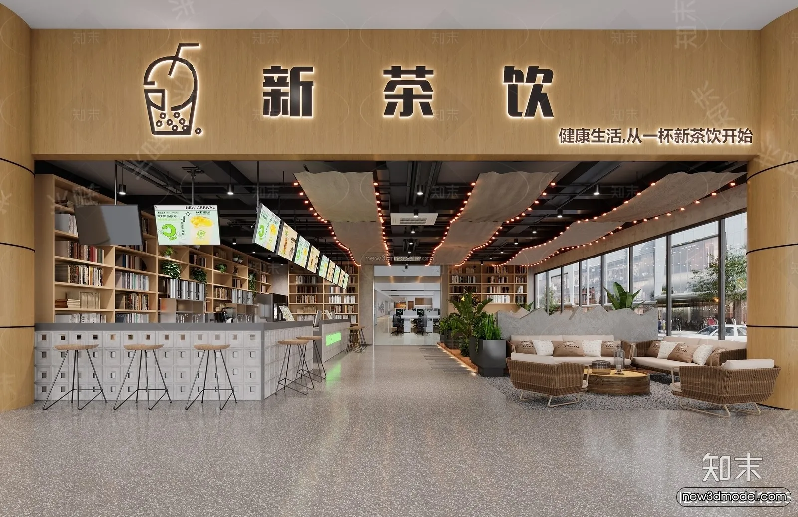 Modern Style Interior 3D Blocks and 3D Models – Coffee Shop 3D Scene – 828 – CORONA