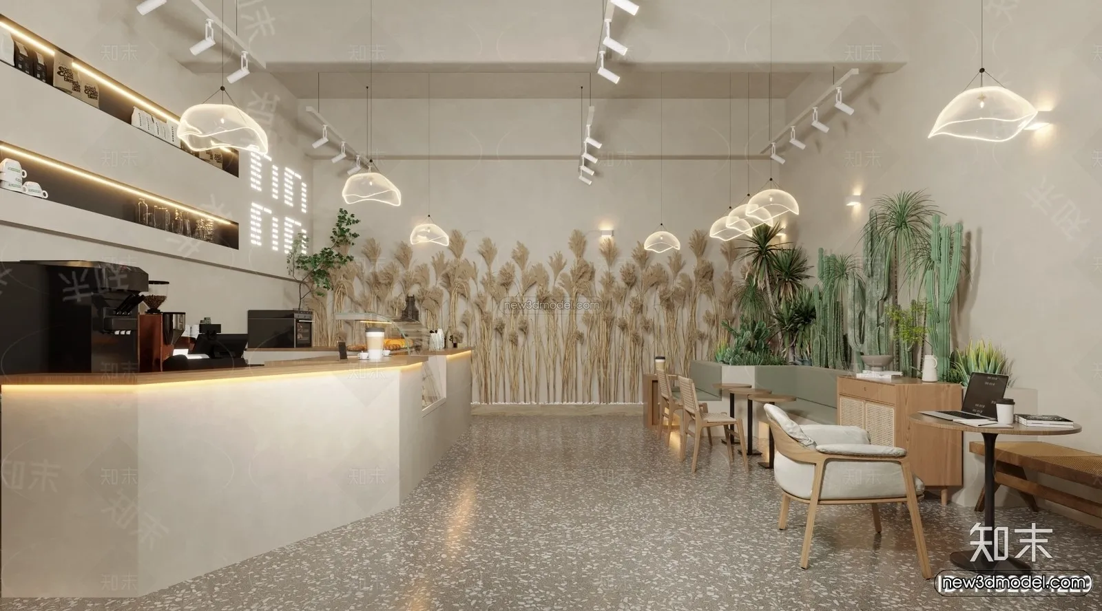 Modern Style Interior 3D Blocks and 3D Models – Coffee Shop 3D Scene – 829 – CORONA