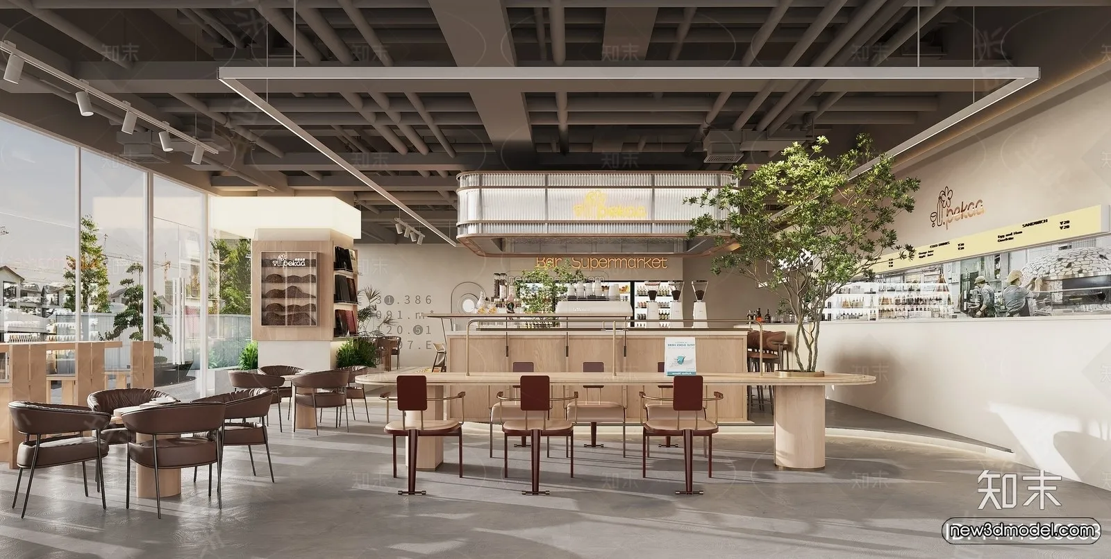 Modern Style Interior 3D Blocks and 3D Models – Coffee Shop 3D Scene – 830 – CORONA