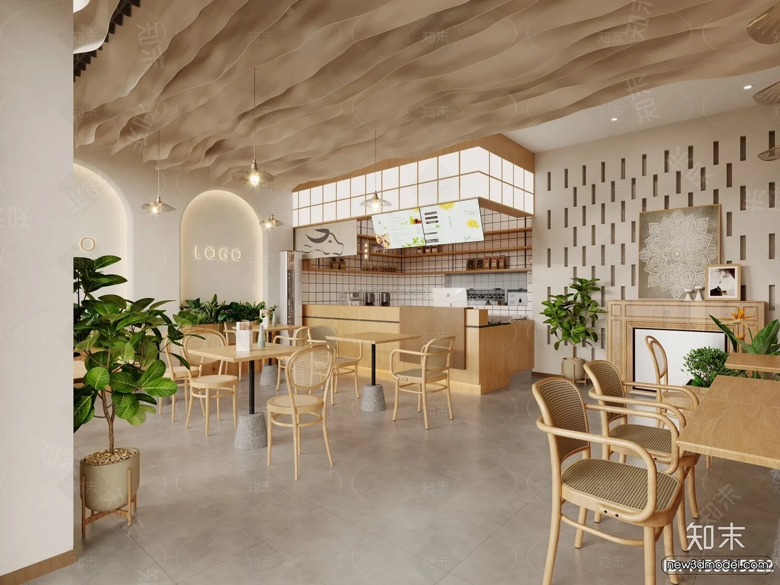 Modern Style Interior 3D Blocks and 3D Models – Coffee Shop 3D Scene – 831 – CORONA