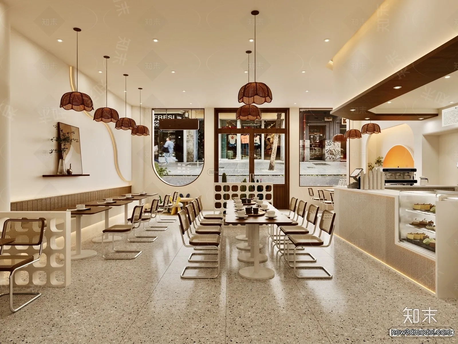 Modern Style Interior 3D Blocks and 3D Models – Coffee Shop 3D Scene – 832 – CORONA