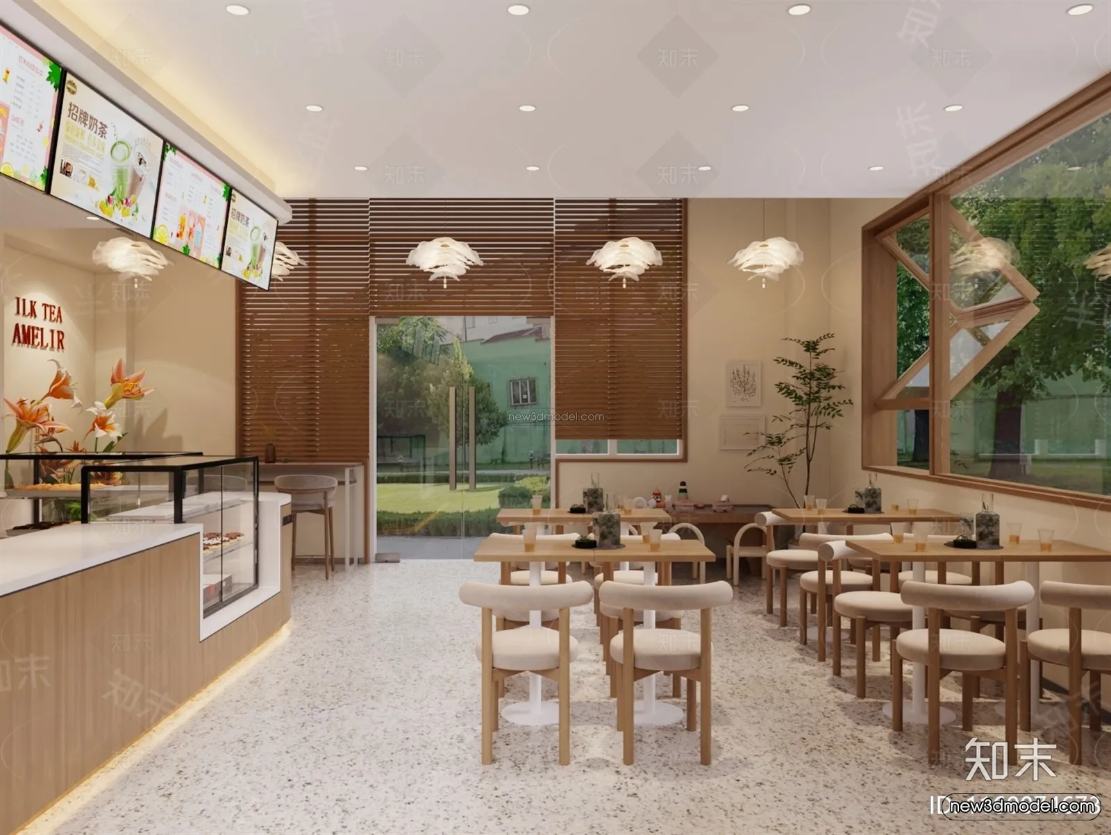 Modern Style Interior 3D Blocks and 3D Models – Coffee Shop 3D Scene – 833 – CORONA