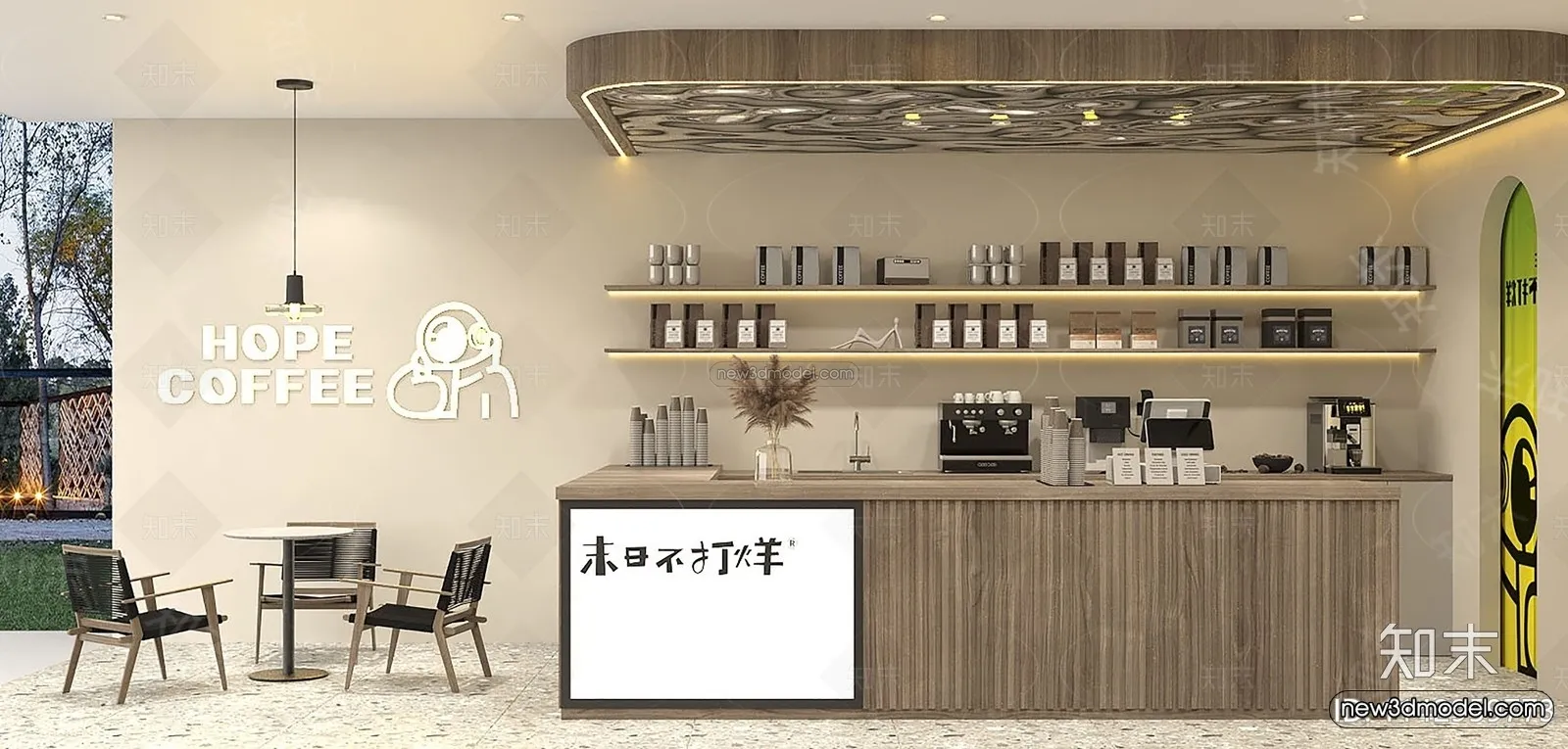 Modern Style Interior 3D Blocks and 3D Models – Coffee Shop 3D Scene – 841 – CORONA