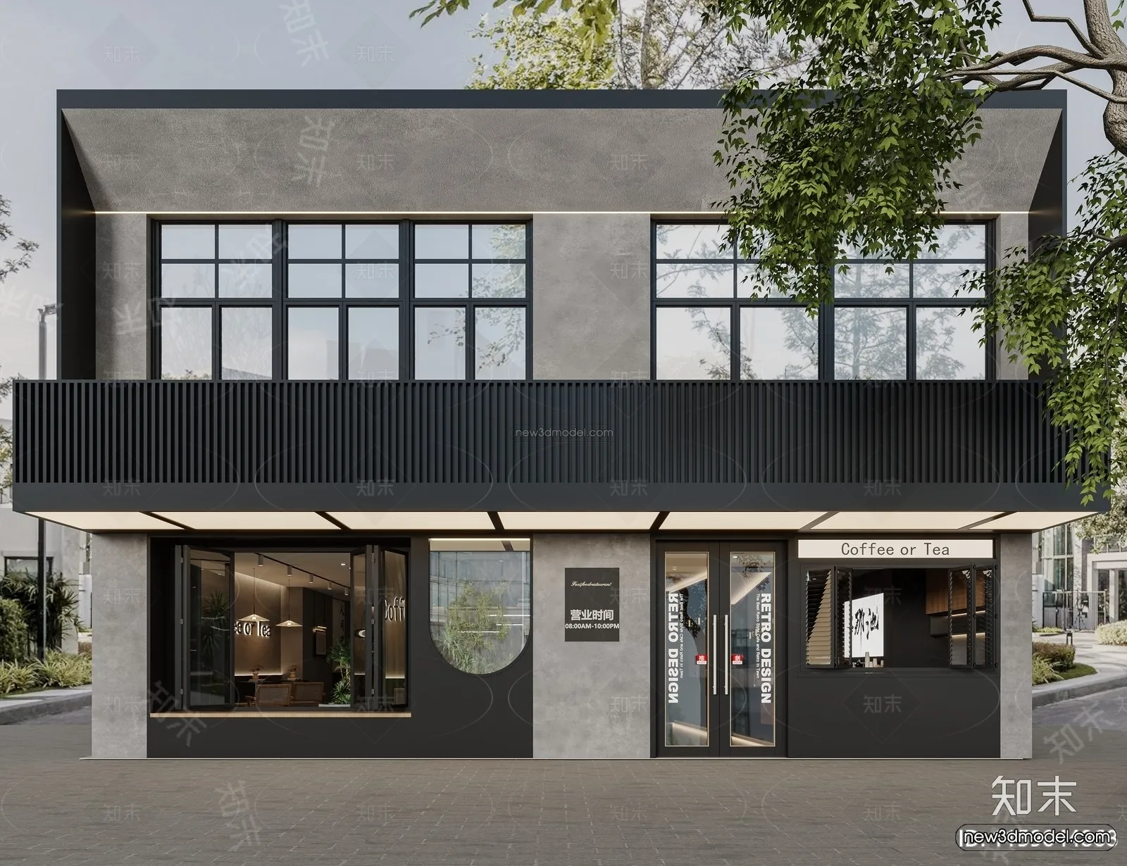 Modern Style Interior 3D Blocks and 3D Models – Coffee Shop 3D Scene – 843 – CORONA