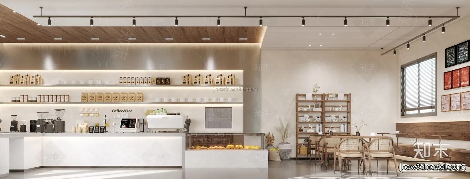 Modern Style Interior 3D Blocks and 3D Models – Coffee Shop 3D Scene – 844 – CORONA