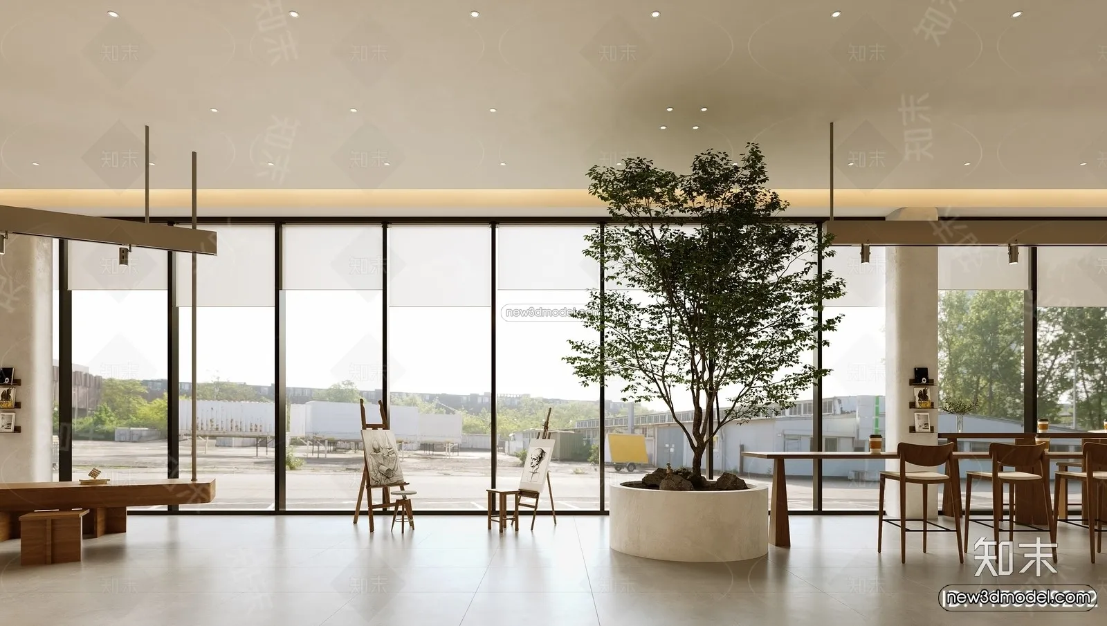 Modern Style Interior 3D Blocks and 3D Models – Coffee Shop 3D Scene – 845 – CORONA