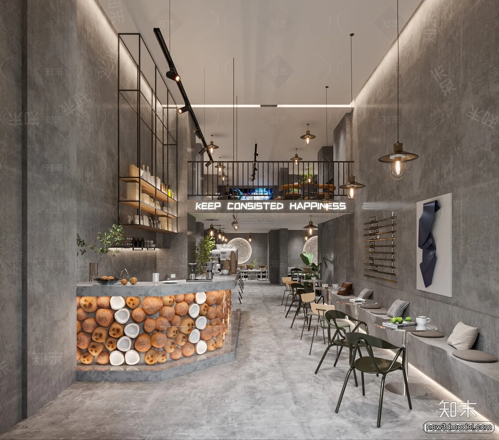 Modern Style Interior 3D Blocks and 3D Models – Coffee Shop 3D Scene – 847 – CORONA