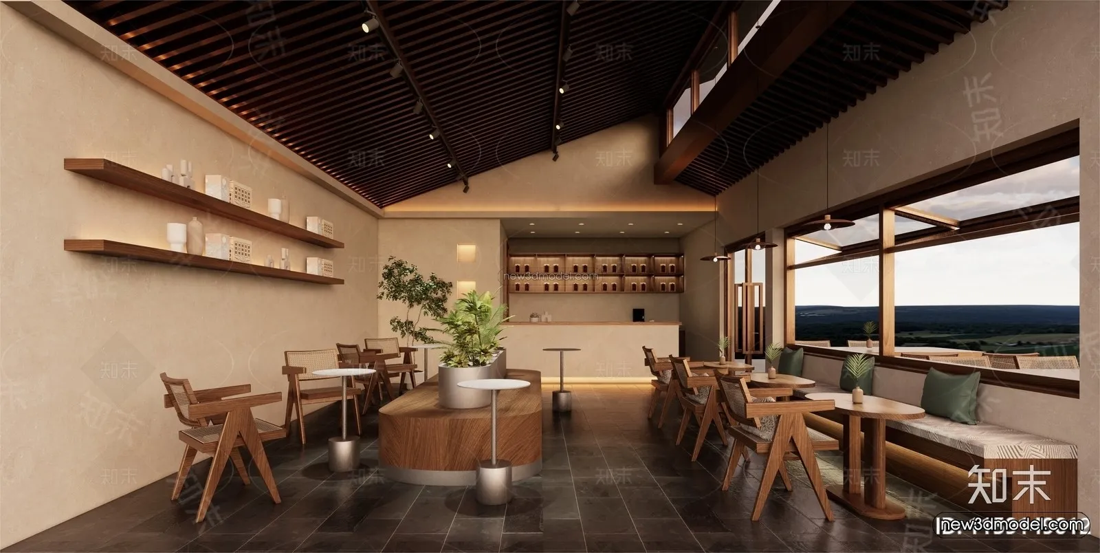 Modern Style Interior 3D Blocks and 3D Models – Coffee Shop 3D Scene – 850 – CORONA