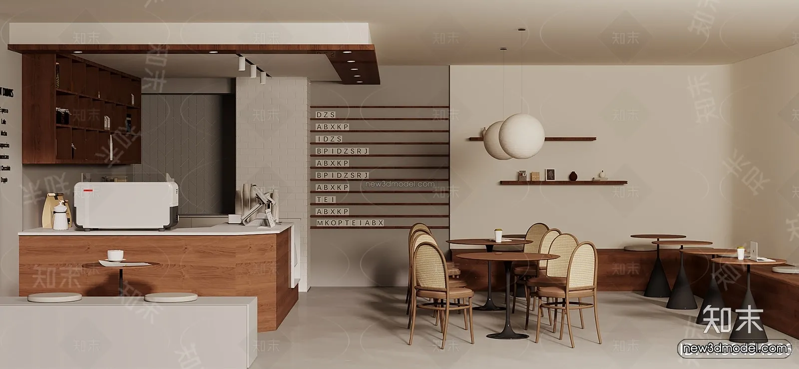 Modern Style Interior 3D Blocks and 3D Models – Coffee Shop 3D Scene – 856 – CORONA