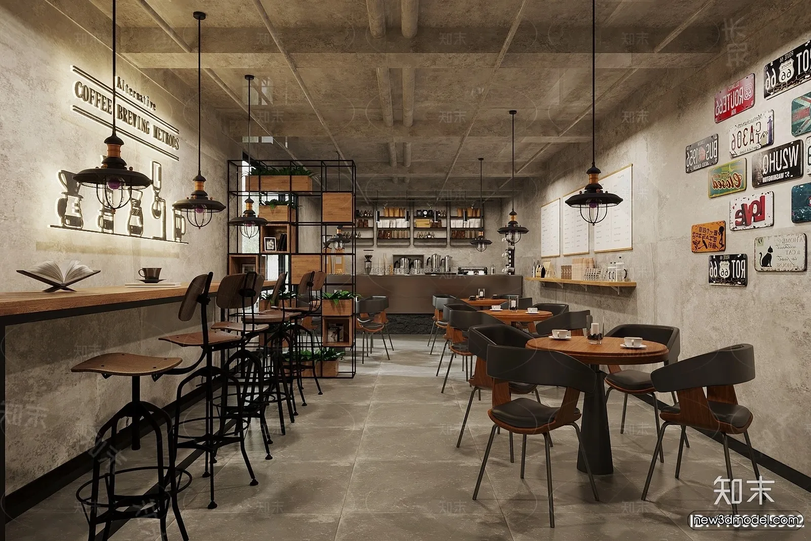 Modern Style Interior 3D Blocks and 3D Models – Coffee Shop 3D Scene – 857 – CORONA