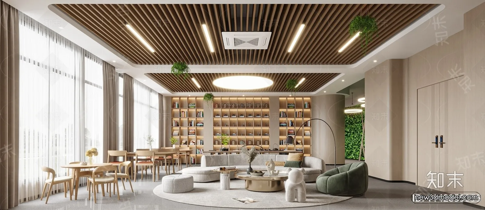 Modern Style Interior 3D Blocks and 3D Models – Coffee Shop 3D Scene – 861 – CORONA