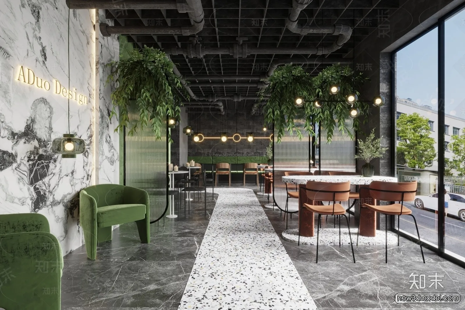 Modern Style Interior 3D Blocks and 3D Models – Coffee Shop 3D Scene – 870 – CORONA