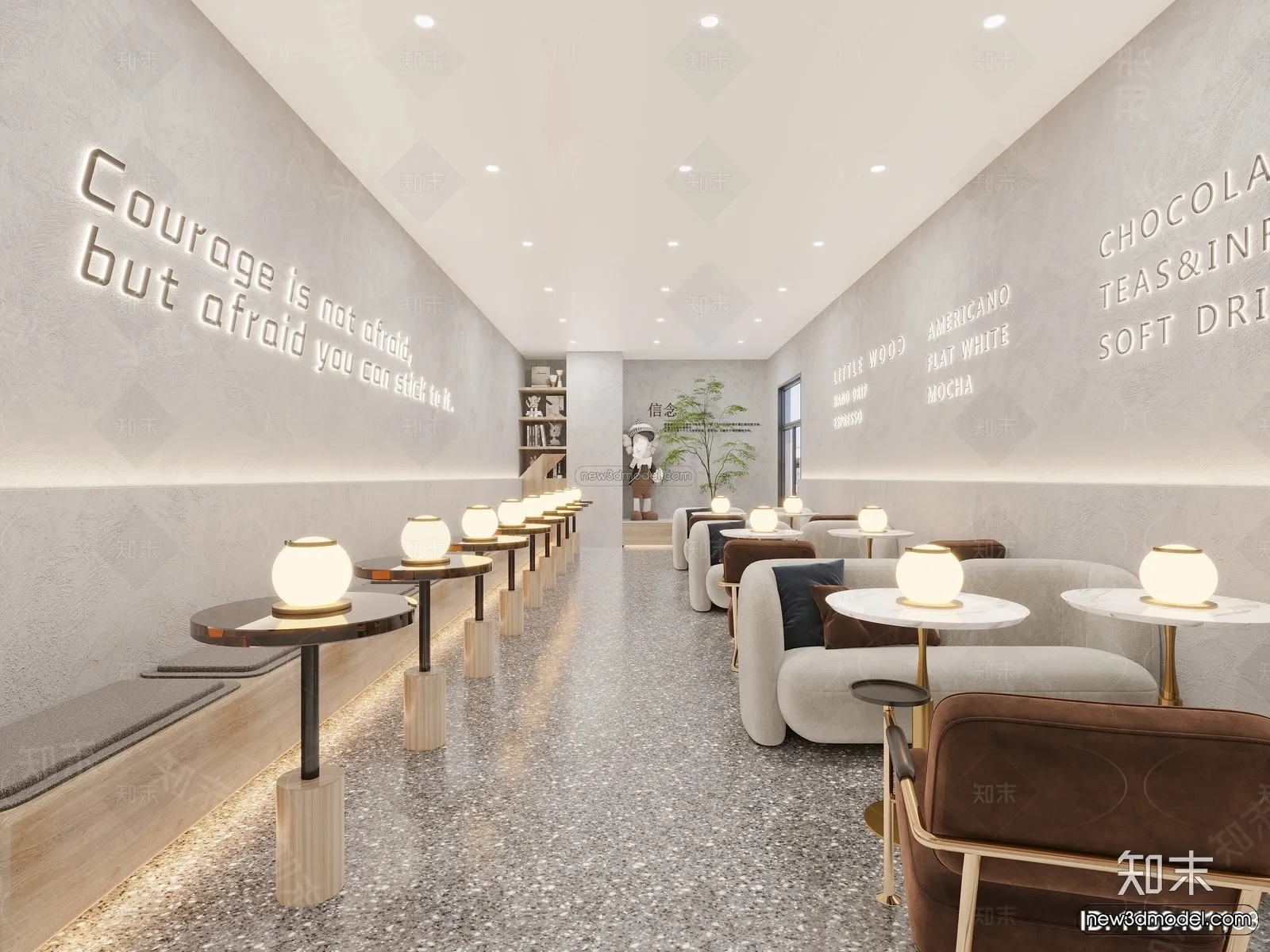 Modern Style Interior 3D Blocks and 3D Models – Coffee Shop 3D Scene – 875 – CORONA