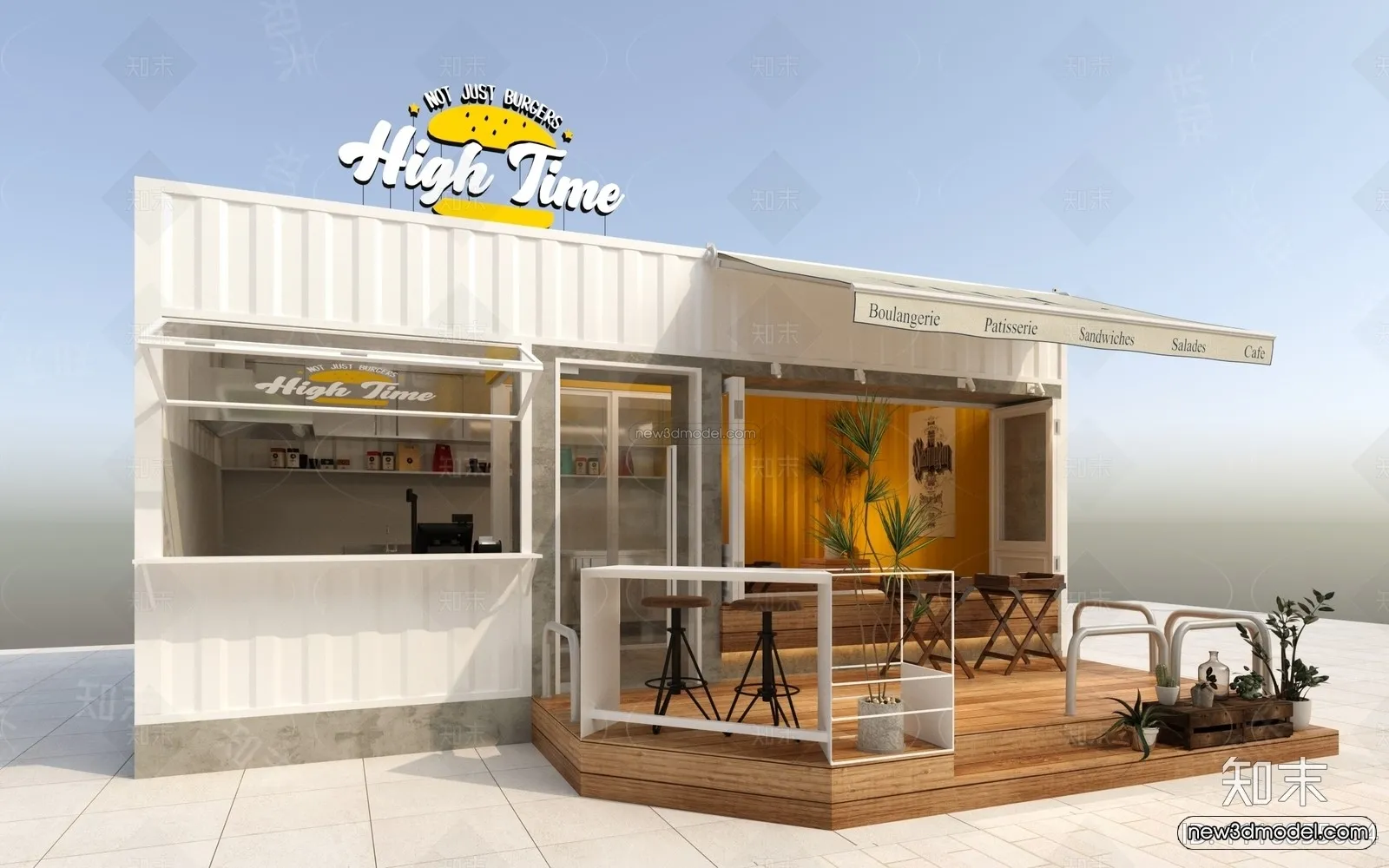 Modern Style Interior 3D Blocks and 3D Models – Container Coffee Shop 3D Scene – 880 – CORONA