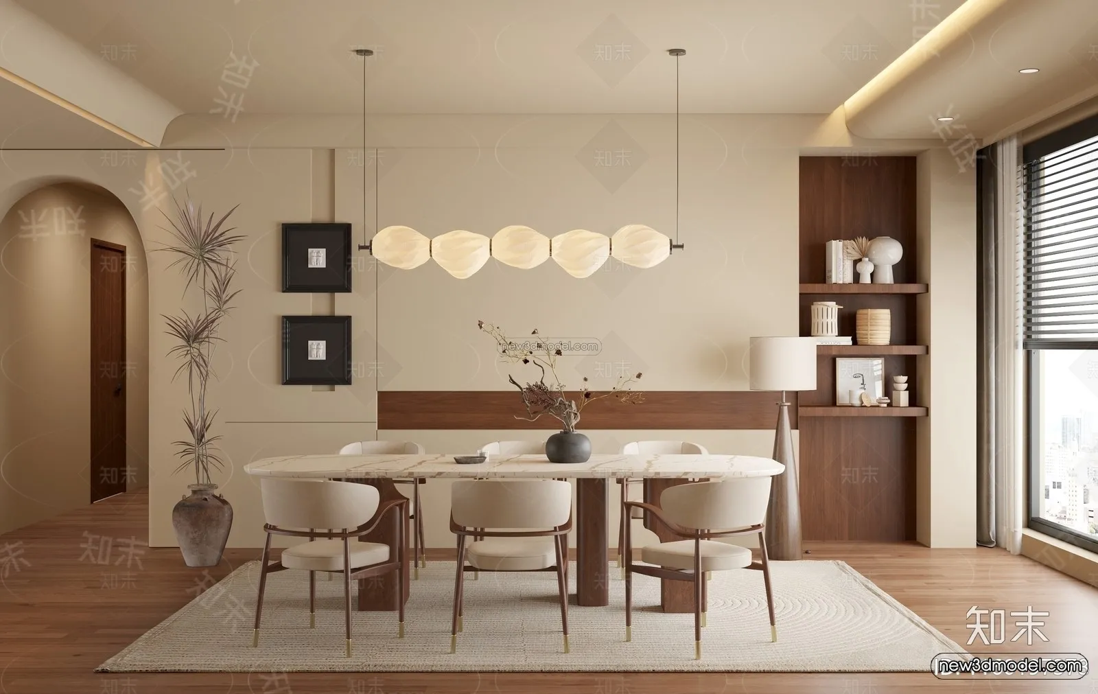 Modern Style Interior 3D Blocks and 3D Models – Dining Room 3D Scene – 617 – CORONA