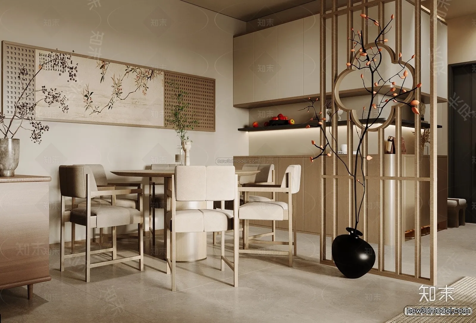 Modern Style Interior 3D Blocks and 3D Models – Dining Room 3D Scene – 620 – CORONA