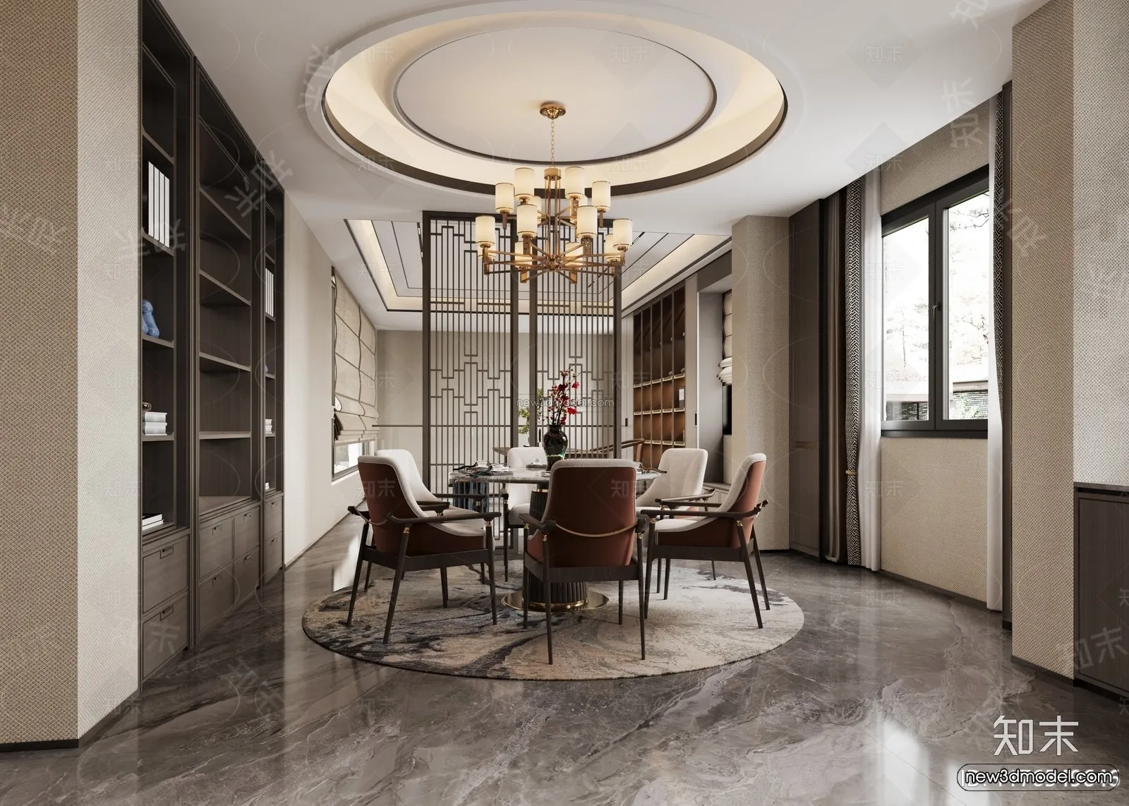 Modern Style Interior 3D Blocks and 3D Models – Dining Room 3D Scene – 621 – CORONA