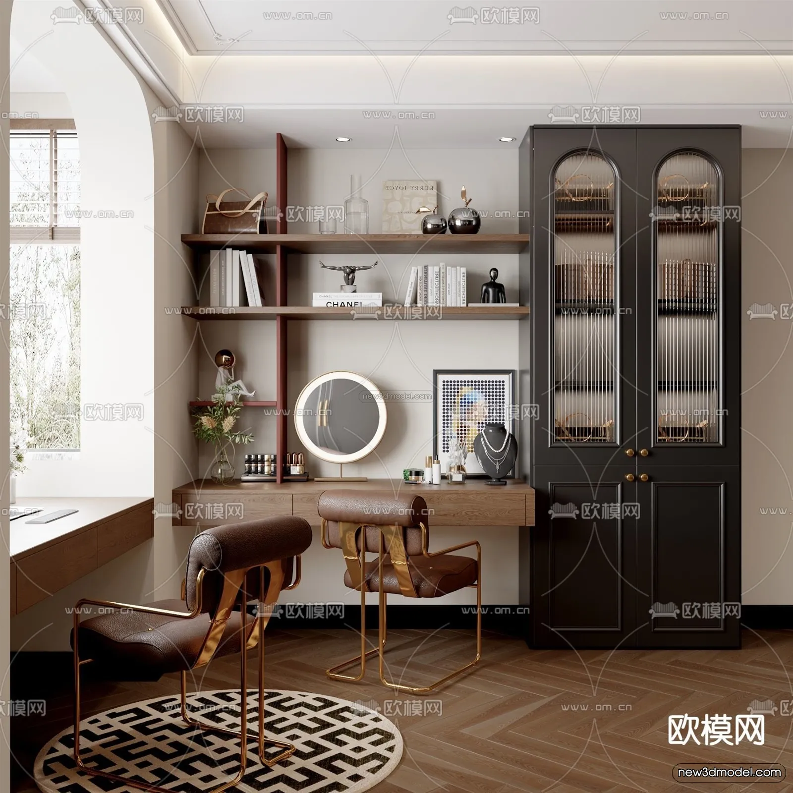 Modern Style Interior 3D Blocks and 3D Models – Dressing Room 3D Scene – 679 – CORONA