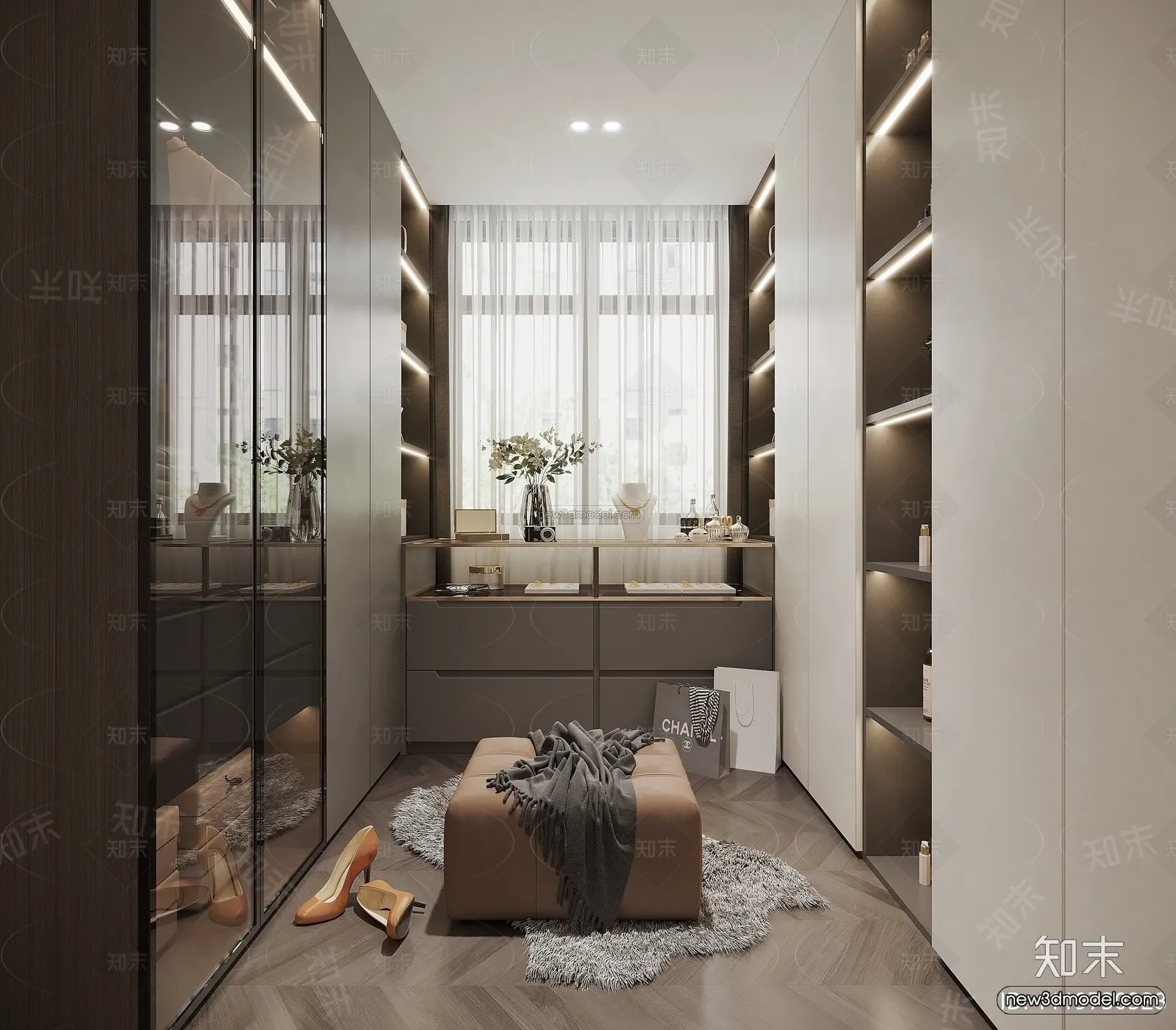 Modern Style Interior 3D Blocks and 3D Models – Dressing Room 3D Scene – 682 – CORONA