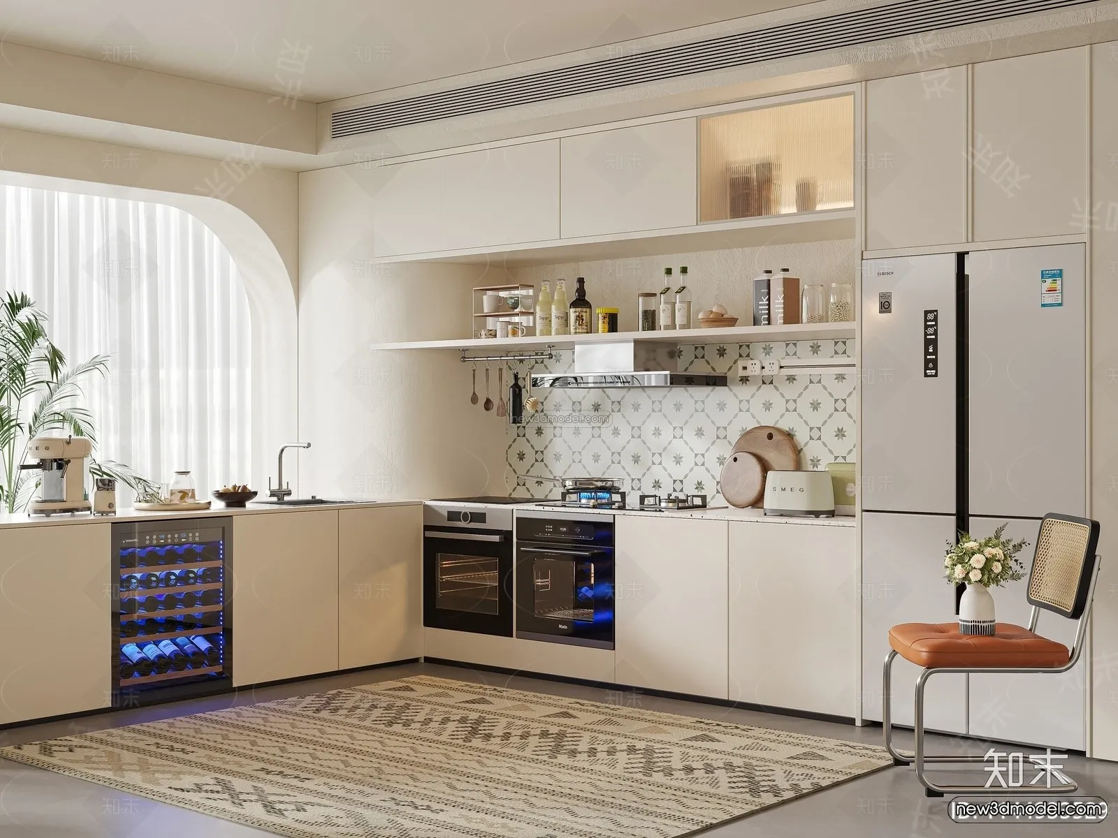 Modern Style Interior 3D Blocks and 3D Models – Kitchen 3D Scene – 624 – CORONA