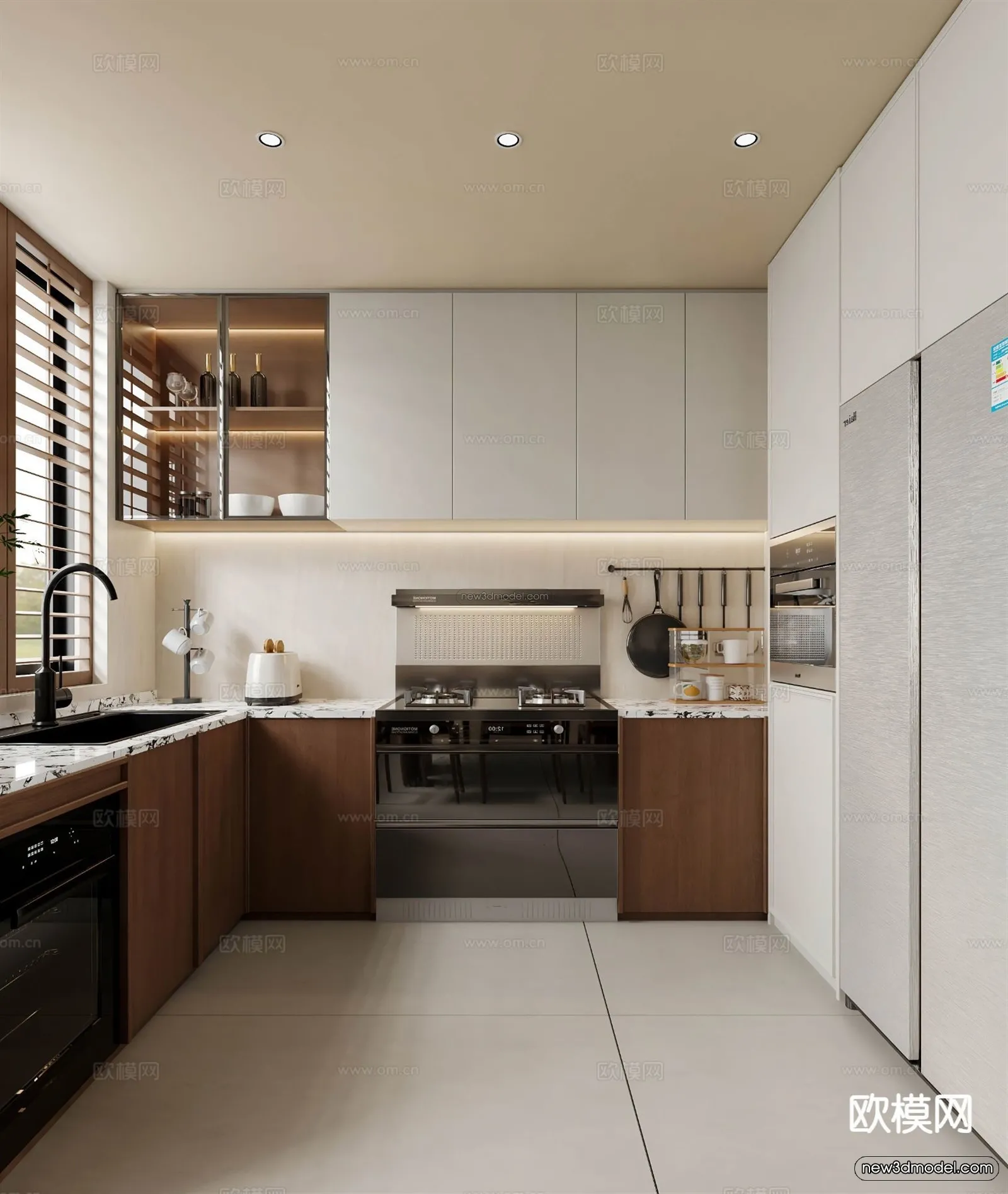 Modern Style Interior 3D Blocks and 3D Models – Kitchen 3D Scene – 629 – CORONA