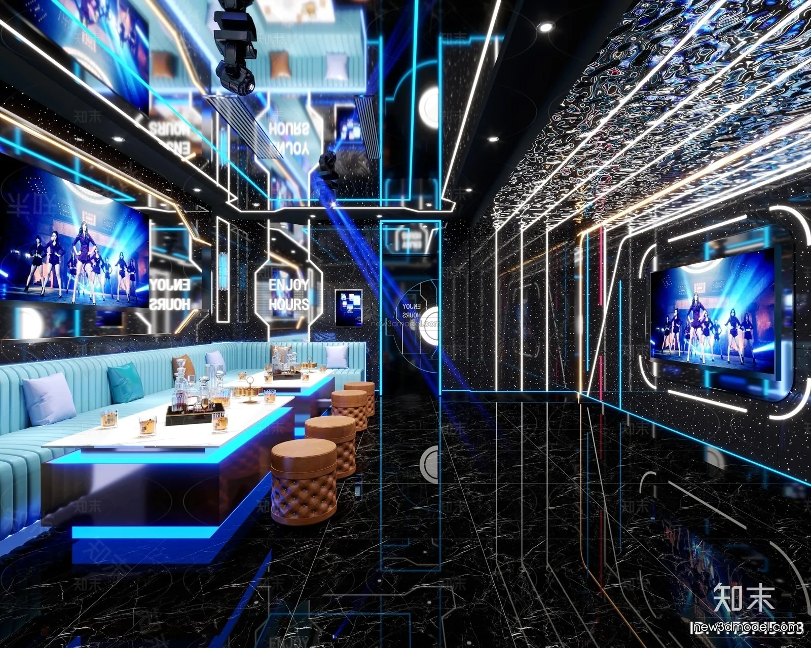 Modern Style Interior 3D Blocks and 3D Models – KTV 3D Scene – 731 – CORONA