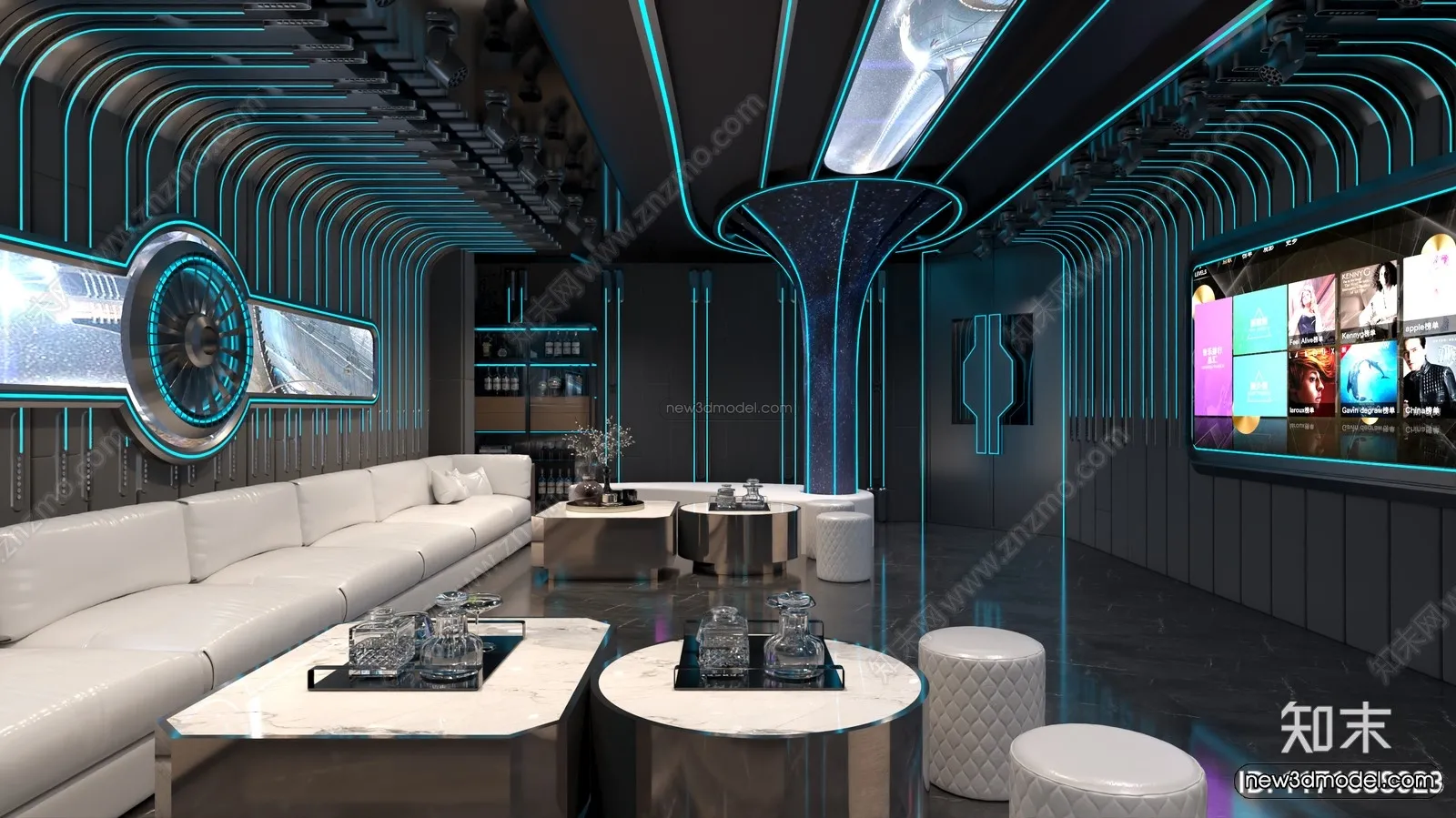 Modern Style Interior 3D Blocks and 3D Models – KTV 3D Scene – 742 – CORONA