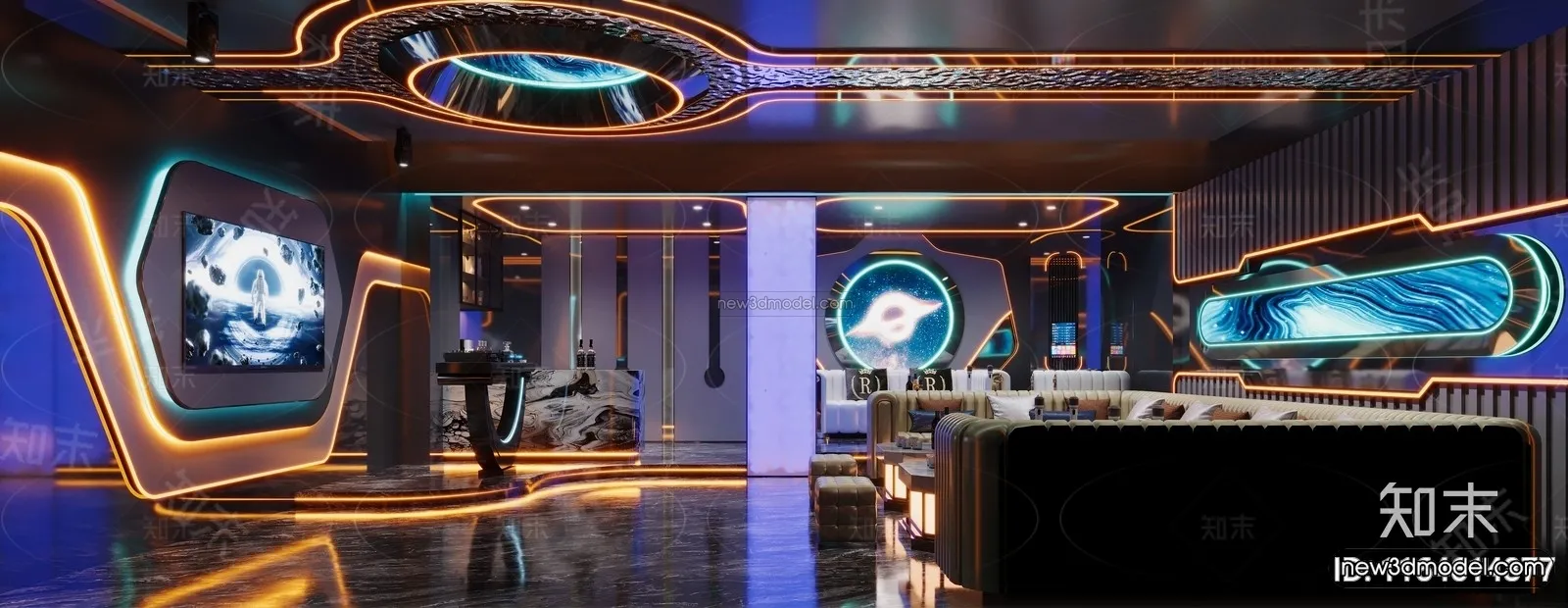 Modern Style Interior 3D Blocks and 3D Models – KTV 3D Scene – 759 – CORONA