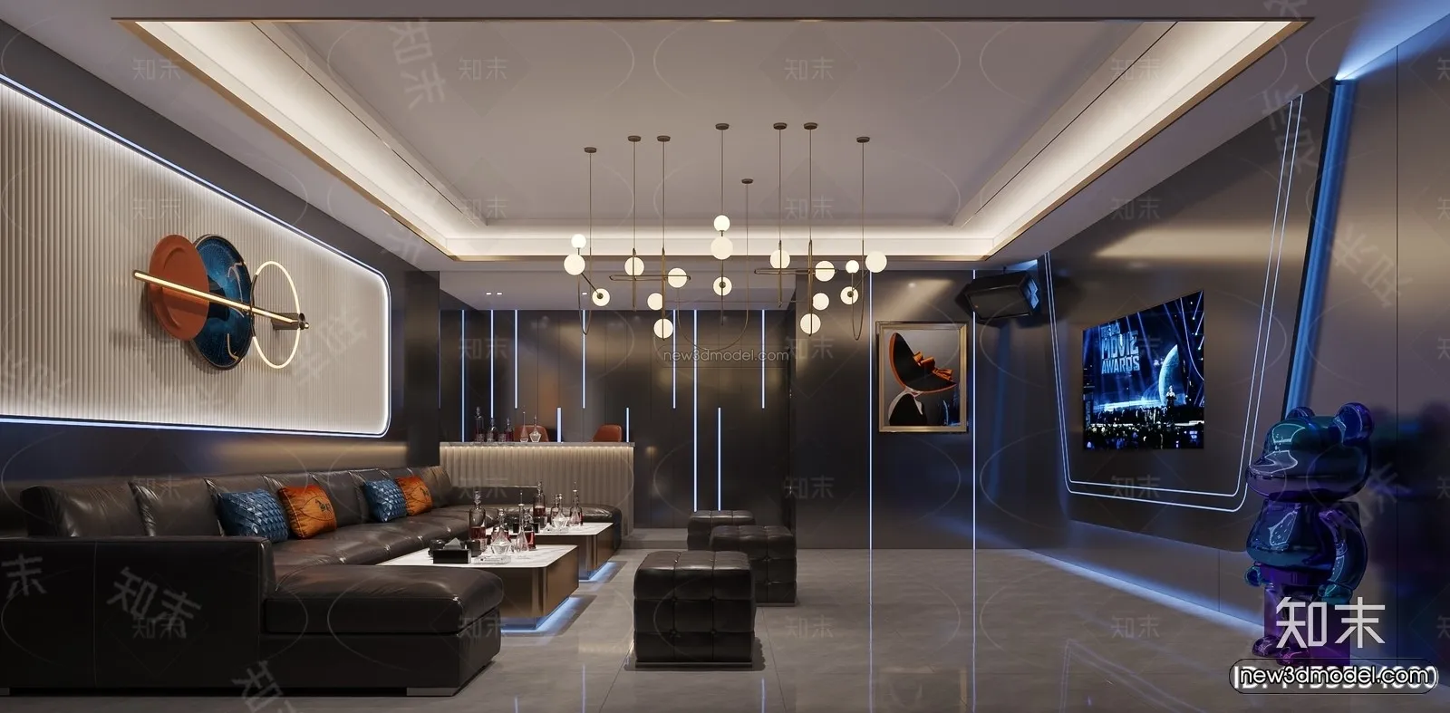 Modern Style Interior 3D Blocks and 3D Models – KTV 3D Scene – 761 – CORONA