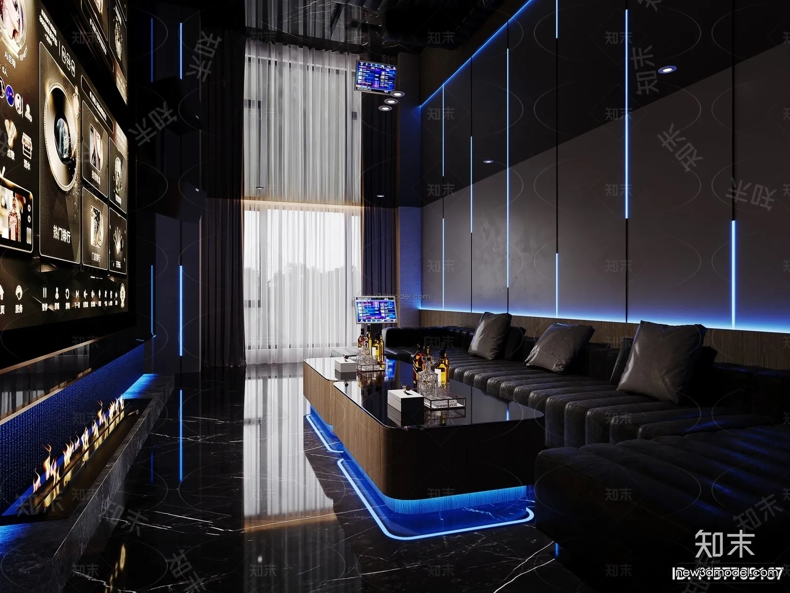 Modern Style Interior 3D Blocks and 3D Models – KTV 3D Scene – 765 – CORONA