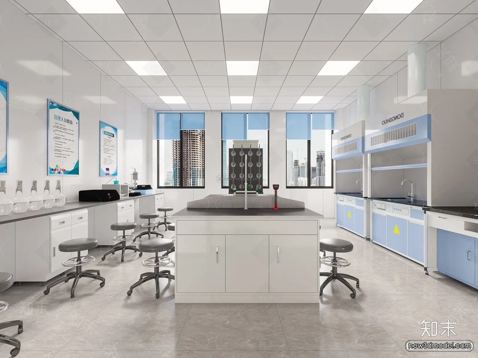 Modern Style Interior 3D Blocks and 3D Models – Laboratory 3D Scene – 1034 – CORONA