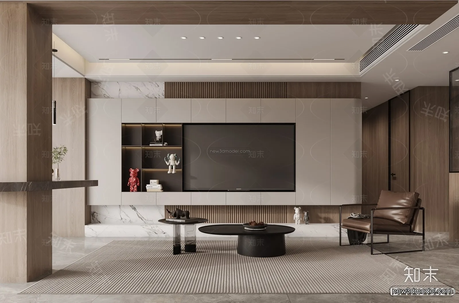 Modern Style Interior 3D Blocks and 3D Models – Living Room 3D Scene – 008 – CORONA