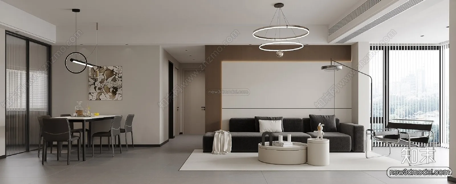 Modern Style Interior 3D Blocks and 3D Models – Living Room 3D Scene – 013 – CORONA