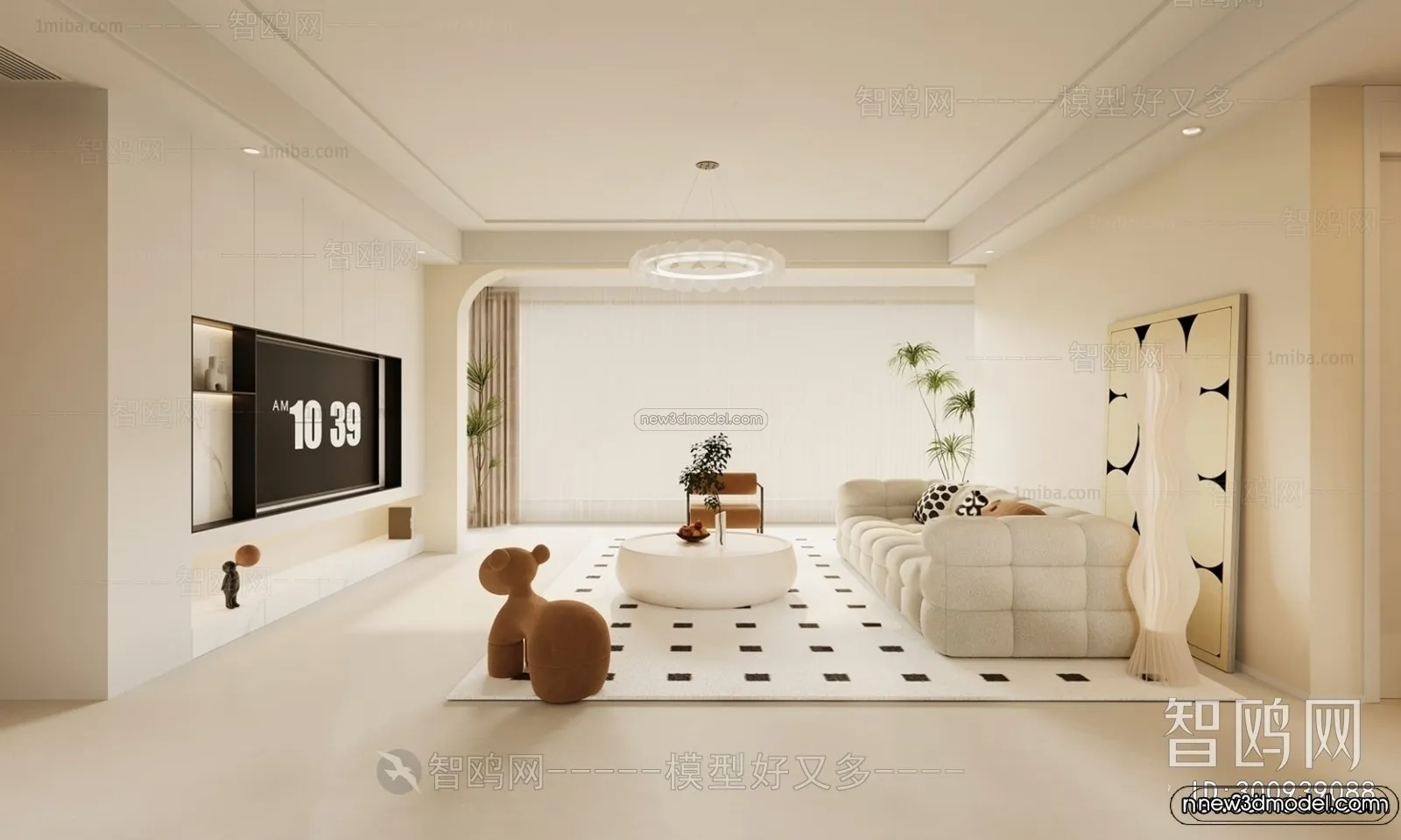 Modern Style Interior 3D Blocks and 3D Models – Living Room 3D Scene – 014 – CORONA