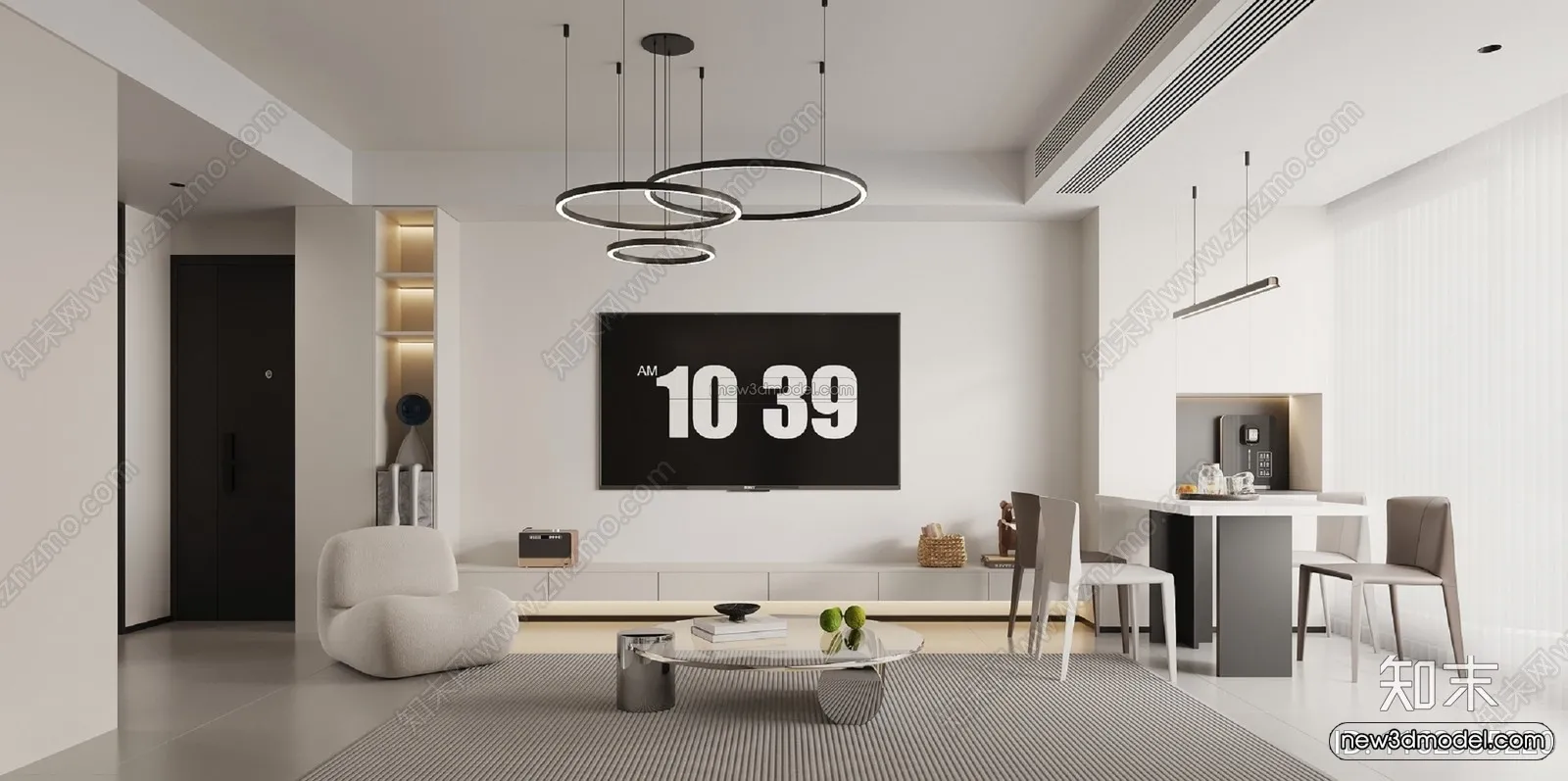 Modern Style Interior 3D Blocks and 3D Models – Living Room 3D Scene – 017 – CORONA