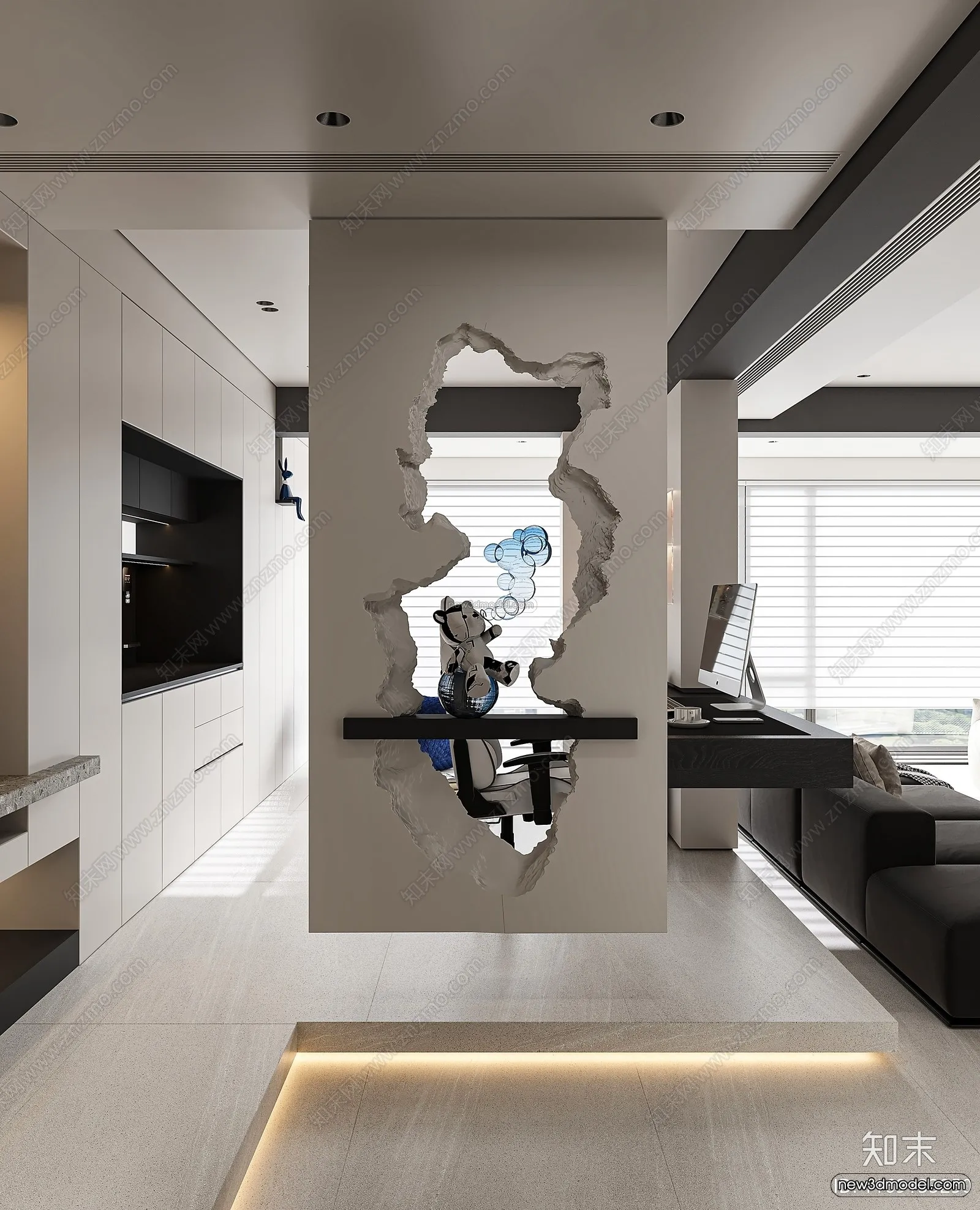 Modern Style Interior 3D Blocks and 3D Models – Living Room 3D Scene – 022 – CORONA