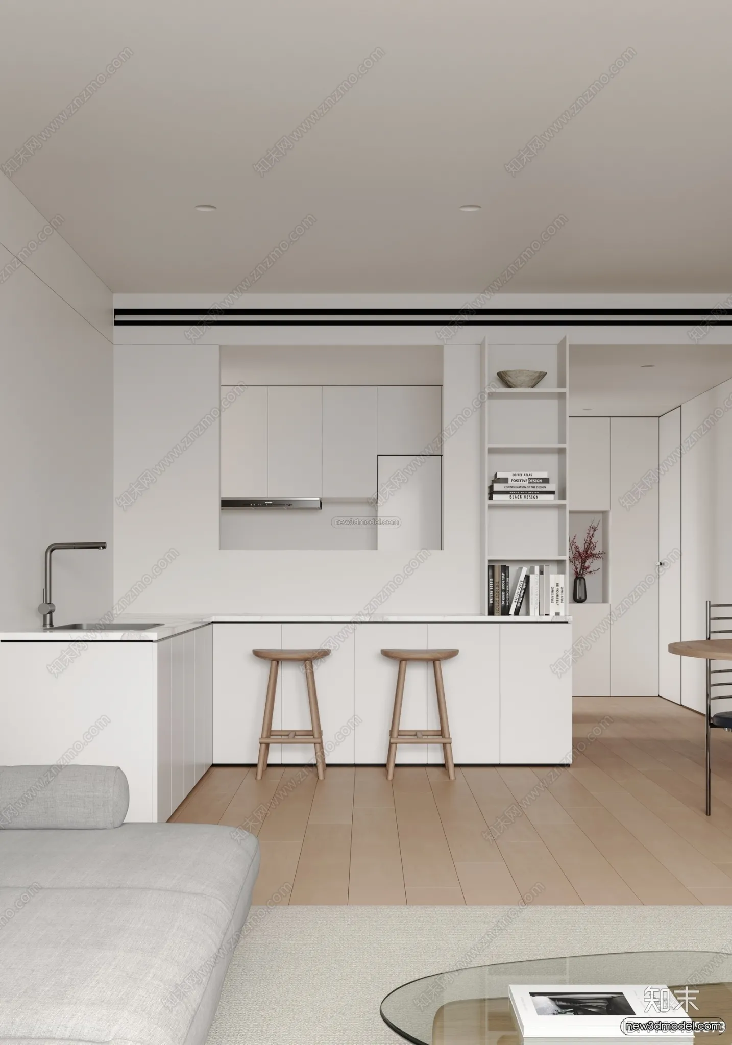 Modern Style Interior 3D Blocks and 3D Models – Living Room 3D Scene – 023 – CORONA