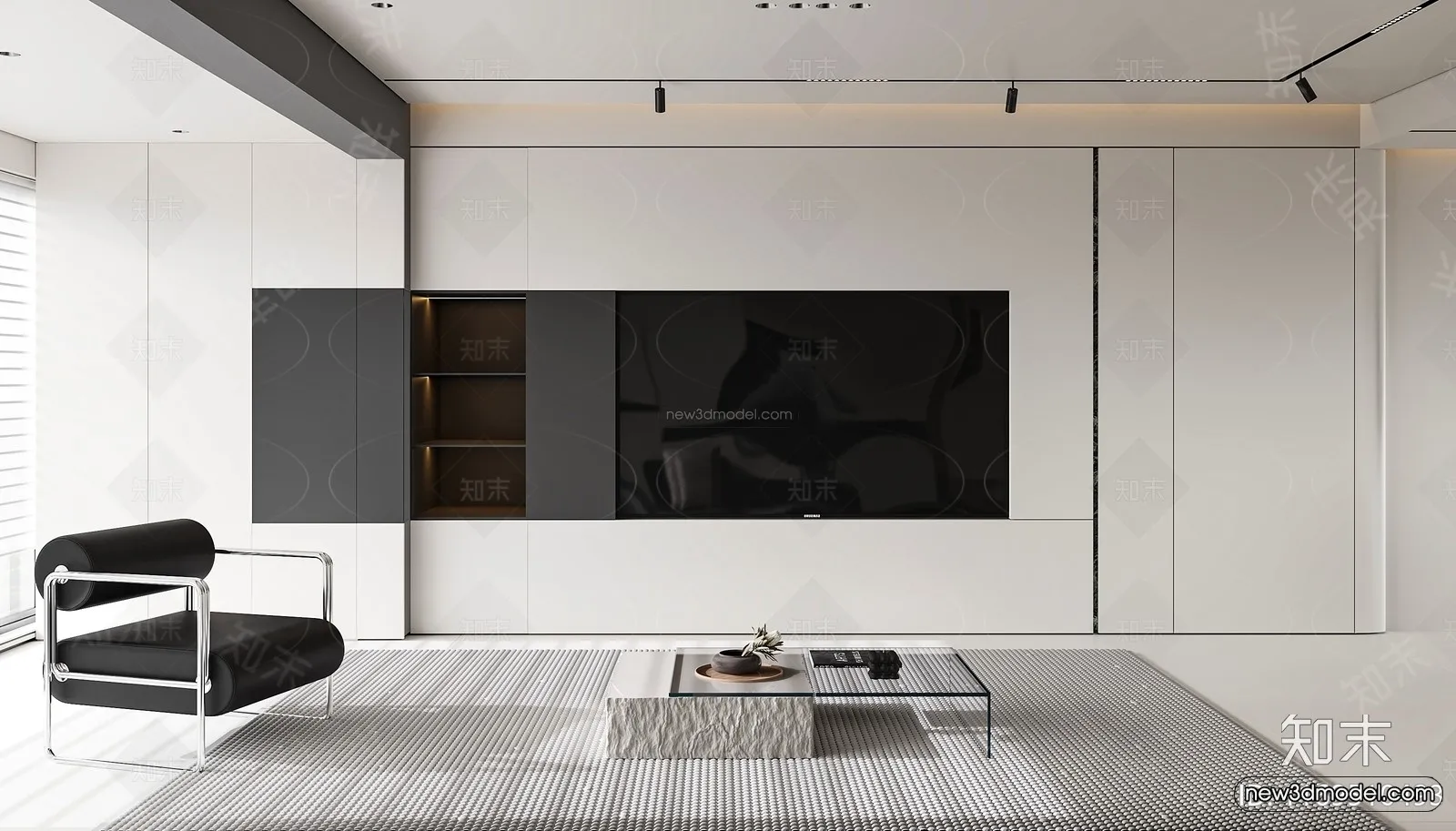 Modern Style Interior 3D Blocks and 3D Models – Living Room 3D Scene – 024 – CORONA