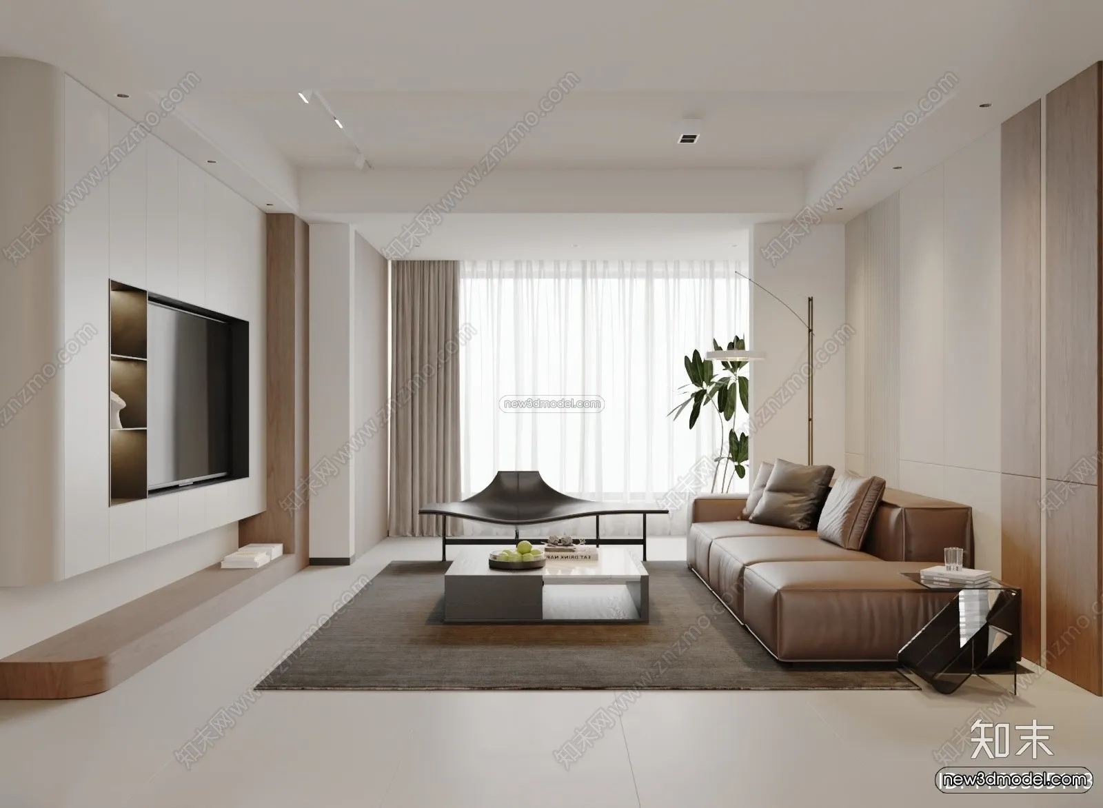 Modern Style Interior 3D Blocks and 3D Models – Living Room 3D Scene – 028 – CORONA