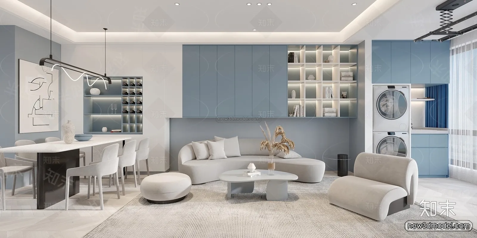 Modern Style Interior 3D Blocks and 3D Models – Living Room 3D Scene – 037 – CORONA