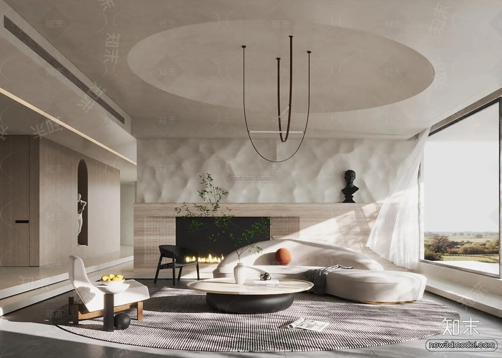 Modern Style Interior 3D Blocks and 3D Models – Living Room 3D Scene – 040 – CORONA